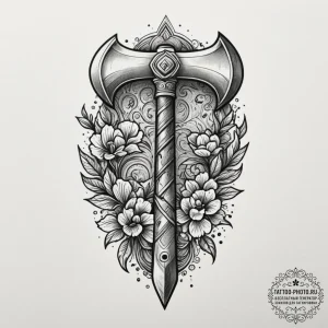 Tattoo sketch a powerful, simple axe head, sy... - эскиз тату (№1754637241_0, 08.08.2025 07:14) — tattoo-photo.ru