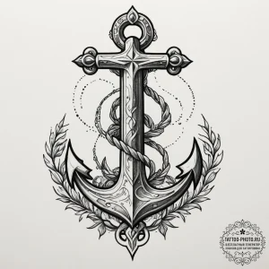 Tattoo design a sturdy anchor, symbolizing st... - эскиз тату (№1754639230_0, 08.08.2025 07:47) — tattoo-photo.ru