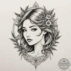 Pine, tattoo drawing outline, on a clean whit... - эскиз тату (№1754640218_0, 08.08.2025 08:03) — tattoo-photo.ru