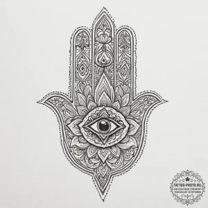 Tattoo design a traditional 'hamsa' hand with... - эскиз тату (№1754640415_0, 08.08.2025 08:06) — tattoo-photo.ru