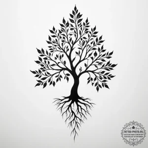 Tattoo design a tree silhouette whose leaves... - эскиз тату (№1754641409_0, 08.08.2025 08:23) — tattoo-photo.ru
