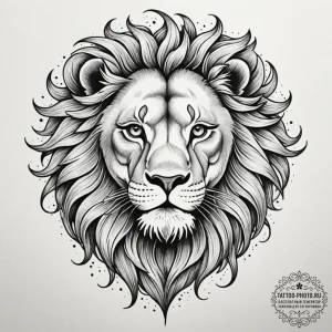 Tattoo sketch a leo lion, its face in intrica... - эскиз тату (№1754641606_0, 08.08.2025 08:26) — tattoo-photo.ru