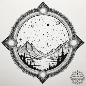 A window looking out onto a galaxy, tattoo dr... - эскиз тату (№1754642008_0, 08.08.2025 08:33) — tattoo-photo.ru