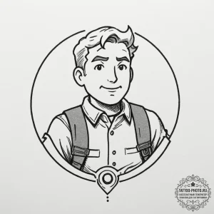Vault boy (from fallout), tattoo drawing outl... - эскиз тату (№1754645987_0, 08.08.2025 09:39) — tattoo-photo.ru