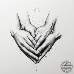 Tattoo design a silhouette of two hands holdi... - эскиз тату (№1754646382_0, 08.08.2025 09:46) — tattoo-photo.ru