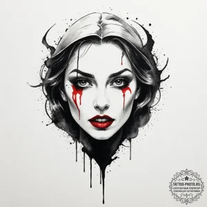 A vampire's bite mark, ink illustration for t... - эскиз тату (№1754646580_0, 08.08.2025 09:49) — tattoo-photo.ru