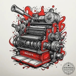 The interior of a working, old-fashioned lett... - эскиз тату (№1754646977_0, 08.08.2025 09:56) — tattoo-photo.ru