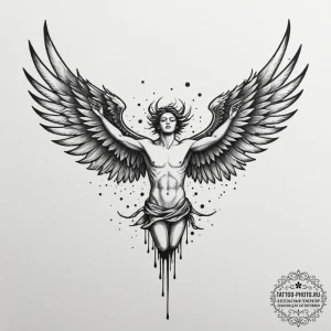 Icarus with melting wings, tattoo flash sheet... - эскиз тату (№1754649151_0, 08.08.2025 10:32) — tattoo-photo.ru