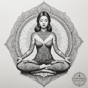 Tattoo design a stylized human figure meditat... - эскиз тату (№1754649552_0, 08.08.2025 10:39) — tattoo-photo.ru