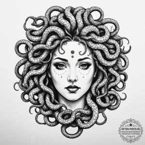 Medusa (full figure, not just the head), tatt... - эскиз тату (№1754649750_0, 08.08.2025 10:42) — tattoo-photo.ru