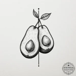 Tattoo design two halves of a avocado pit on... - эскиз тату (№1754650344_0, 08.08.2025 10:52) — tattoo-photo.ru