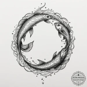 Tattoo design pisces fish, one appearing as a… — эскиз тату (№1754654115_0, 08.08.2025 11:55) — tattoo-photo.ru