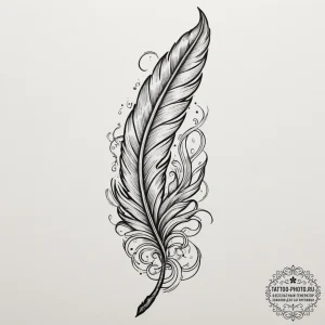 A burning feather, tattoo line art, on a clea… — эскиз тату (№1754654313_0, 08.08.2025 11:58) — tattoo-photo.ru