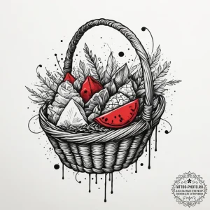 Tattoo sketch a delicate, woven basket patter... - эскиз тату (№1754660062_0, 08.08.2025 13:34) — tattoo-photo.ru