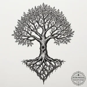 Yggdrasil (tree of life), ink illustration fo… — эскиз тату (№1754661450_0, 08.08.2025 13:57) — tattoo-photo.ru