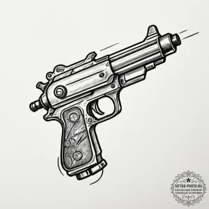 Ray gun — эскиз тату (№1754663228_0, 08.08.2025 14:27) — tattoo-photo.ru