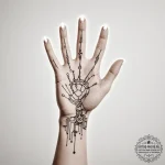 A hand with glowing circuit tattoos — эскиз тату (№1754664610_0, 08.08.2025 14:50) — tattoo-photo.ru