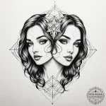 Tattoo sketch gemini faces, one realistic ske… — эскиз тату (№1754664805_0, 08.08.2025 14:53) — tattoo-photo.ru