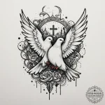 Doves, concept art for tattoo, new school tat… — эскиз тату (№1754665007_0, 08.08.2025 14:56) — tattoo-photo.ru