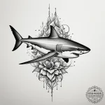 Shark, tattoo drawing outline, black and grey… — эскиз тату (№1754665204_0, 08.08.2025 15:00) — tattoo-photo.ru