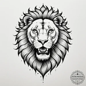 Tattoo sketch a powerful leo lion's face, roa... - эскиз тату (№1754667198_0, 08.08.2025 15:33) — tattoo-photo.ru