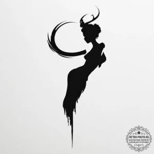 Tattoo design a dark, shadowy silhouette with... - эскиз тату (№1754667402_0, 08.08.2025 15:36) — tattoo-photo.ru