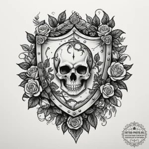 Tattoo design a warrior's shield overgrown wi... - эскиз тату (№1754668194_0, 08.08.2025 15:49) — tattoo-photo.ru