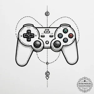 Tattoo sketch a gamepad d-pad with directions... - эскиз тату (№1754668587_0, 08.08.2025 15:56) — tattoo-photo.ru