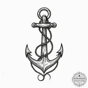 Tattoo design a sturdy anchor, symbolizing st... - эскиз тату (№1754668789_0, 08.08.2025 15:59) — tattoo-photo.ru