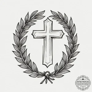 Laurel wreath, tattoo drawing outline, detail... - эскиз тату (№1754669191_0, 08.08.2025 16:06) — tattoo-photo.ru