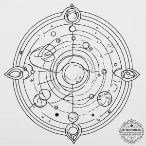 Tattoo design the ruling planet's symbol inte... - эскиз тату (№1754670593_0, 08.08.2025 16:29) — tattoo-photo.ru