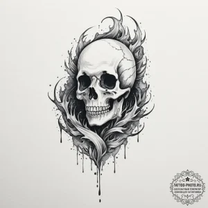 Tattoo design 'continue?' with a ghostly, fad... - эскиз тату (№1754672954_0, 08.08.2025 17:09) — tattoo-photo.ru