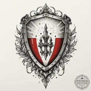 Shield, ink illustration for tattoo, sepia to... - эскиз тату (№1754673548_0, 08.08.2025 17:19) — tattoo-photo.ru