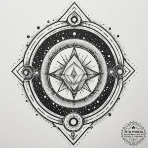 Tattoo sketch a glowing "loading zone" portal... - эскиз тату (№1754673747_0, 08.08.2025 17:22) — tattoo-photo.ru