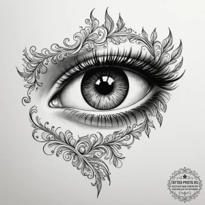 Tattoo sketch a human eye with digital overla... - эскиз тату (№1754675135_0, 08.08.2025 17:45) — tattoo-photo.ru