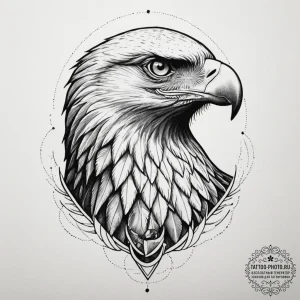 Golden eagle, artistic tattoo sketch, dotwork... - эскиз тату (№1754675530_0, 08.08.2025 17:52) — tattoo-photo.ru