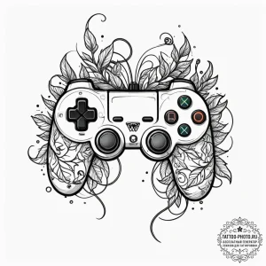 Tattoo sketch a gaming controller with wires... - эскиз тату (№1754676330_0, 08.08.2025 18:05) — tattoo-photo.ru