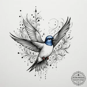 Tattoo design a bird (e.g., swallow, dove) in... - эскиз тату (№1754676537_0, 08.08.2025 18:08) — tattoo-photo.ru