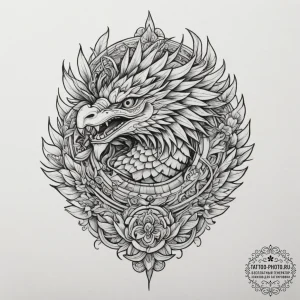 Quetzalcoatl, tattoo drawing outline, muted c... - эскиз тату (№1754678763_0, 08.08.2025 18:46) — tattoo-photo.ru