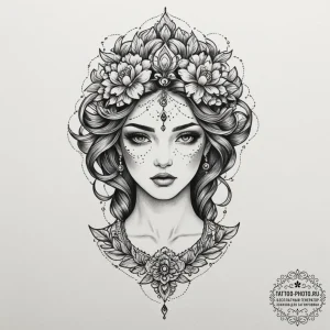 Tattoo sketch a stylized depiction of a mind,... - эскиз тату (№1754679377_0, 08.08.2025 18:56) — tattoo-photo.ru