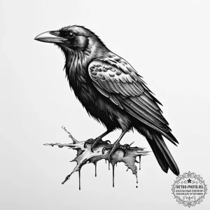 Black raven, artistic tattoo sketch, rough sk... - эскиз тату (№1754679574_0, 08.08.2025 18:59) — tattoo-photo.ru