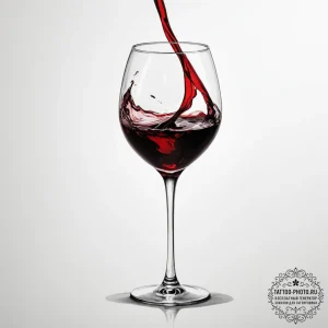 A glass of red wine being swirled, showing th... - эскиз тату (№1754679770_0, 08.08.2025 19:02) — tattoo-photo.ru