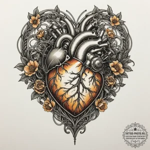 Mechanical heart, tattoo drawing outline, mut... - эскиз тату (№1754680359_0, 08.08.2025 19:12) — tattoo-photo.ru