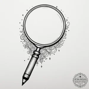 A magnifying glass focusing on a tiny detail,... - эскиз тату (№1754681170_0, 08.08.2025 19:26) — tattoo-photo.ru