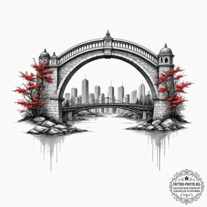 Tattoo sketch a well-defined bridge arch, sym... - эскиз тату (№1754681578_0, 08.08.2025 19:32) — tattoo-photo.ru