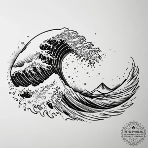 Tattoo design a crashing wave, powerful and r... - эскиз тату (№1754681974_0, 08.08.2025 19:39) — tattoo-photo.ru