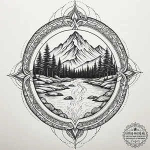 Tattoo sketch a flowing river that transforms... - эскиз тату (№1754683162_0, 08.08.2025 19:59) — tattoo-photo.ru