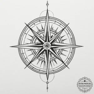 Tattoo design a compass rose where each point... - эскиз тату (№1754685208_0, 08.08.2025 20:33) — tattoo-photo.ru