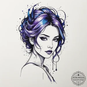 Tattoo sketch: watercolor splashes of deep bl... - эскиз тату (№1754686821_0, 08.08.2025 21:00) — tattoo-photo.ru