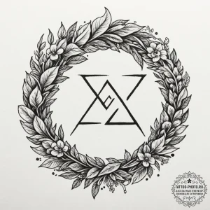 108. tattoo sketch: "yest" rune as a central... - эскиз тату (№1754690844_0, 08.08.2025 22:07) — tattoo-photo.ru